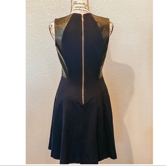 Eliza J Blue Dress with Black Leather Colorblock Side Panel, size 6 - Picture 3 of 12
